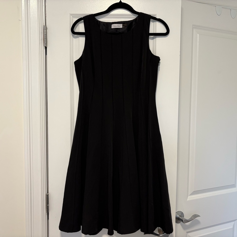 Calvin Klein Pleated Little Black Dress